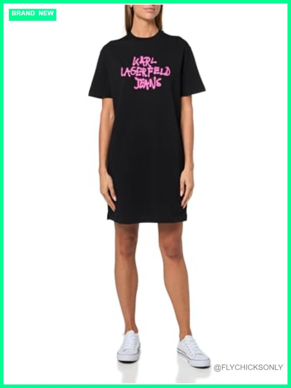 Graffiti T-Shirt Dress Cotton Crew Neck Short Sleeve Casual